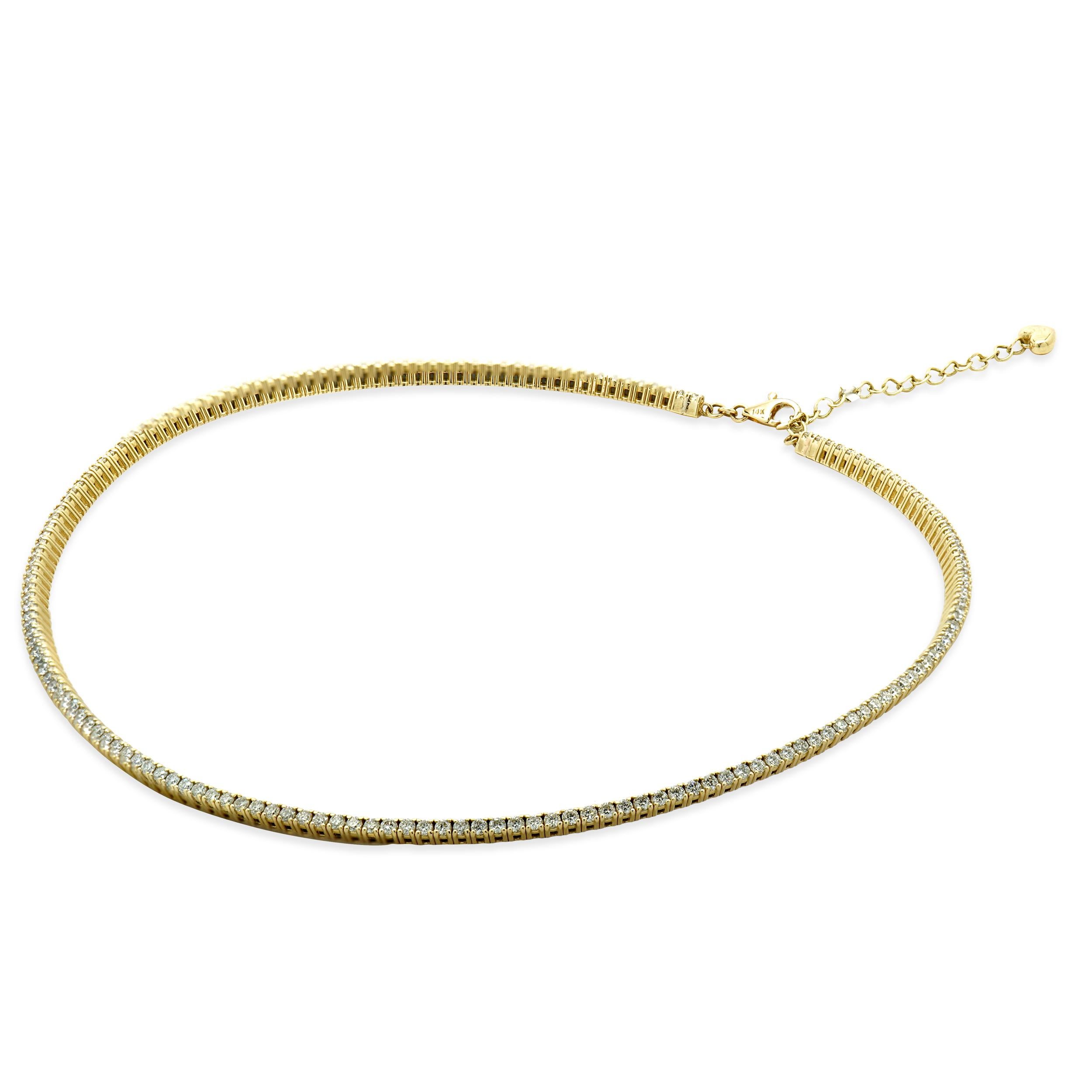 Designer: Sonderanfertigung
MATERIAL: 14K Gelbgold
Diamant: Rundschliff = 5,08cttw
Farbe: G
Klarheit: SI1
Abmessungen: Halskette misst 16-Zoll in der Länge mit Extender
Gewicht: 11.30 Gramm