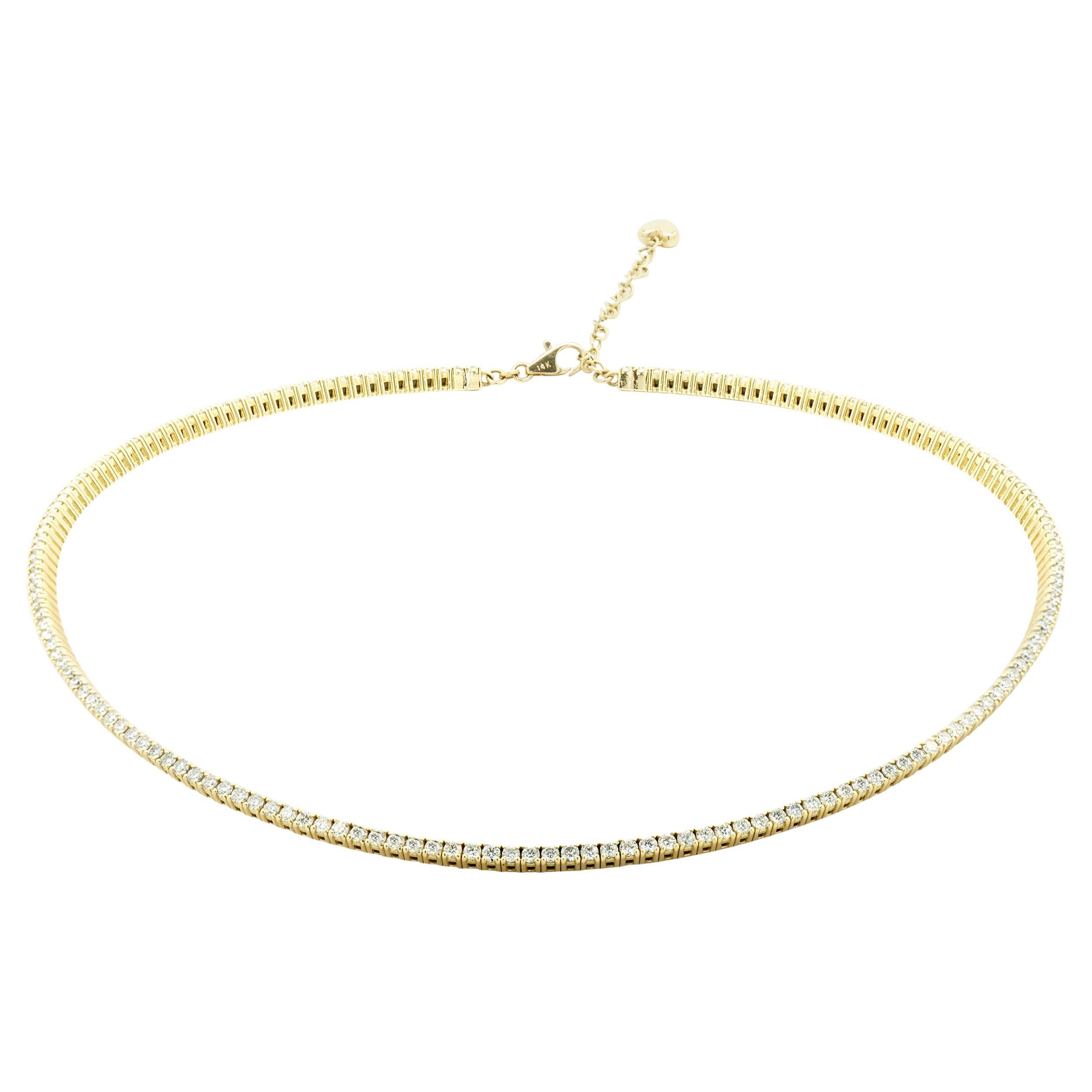 14 Karat Yellow Gold Diamond Collar Necklace