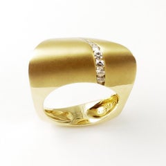 14 Karat Yellow Gold Diamond Contemporary Cornelis Hollander Fashion Ring