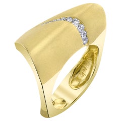 14 Karat Yellow Gold Diamond Contemporary Cornelis Hollander Fashion Ring