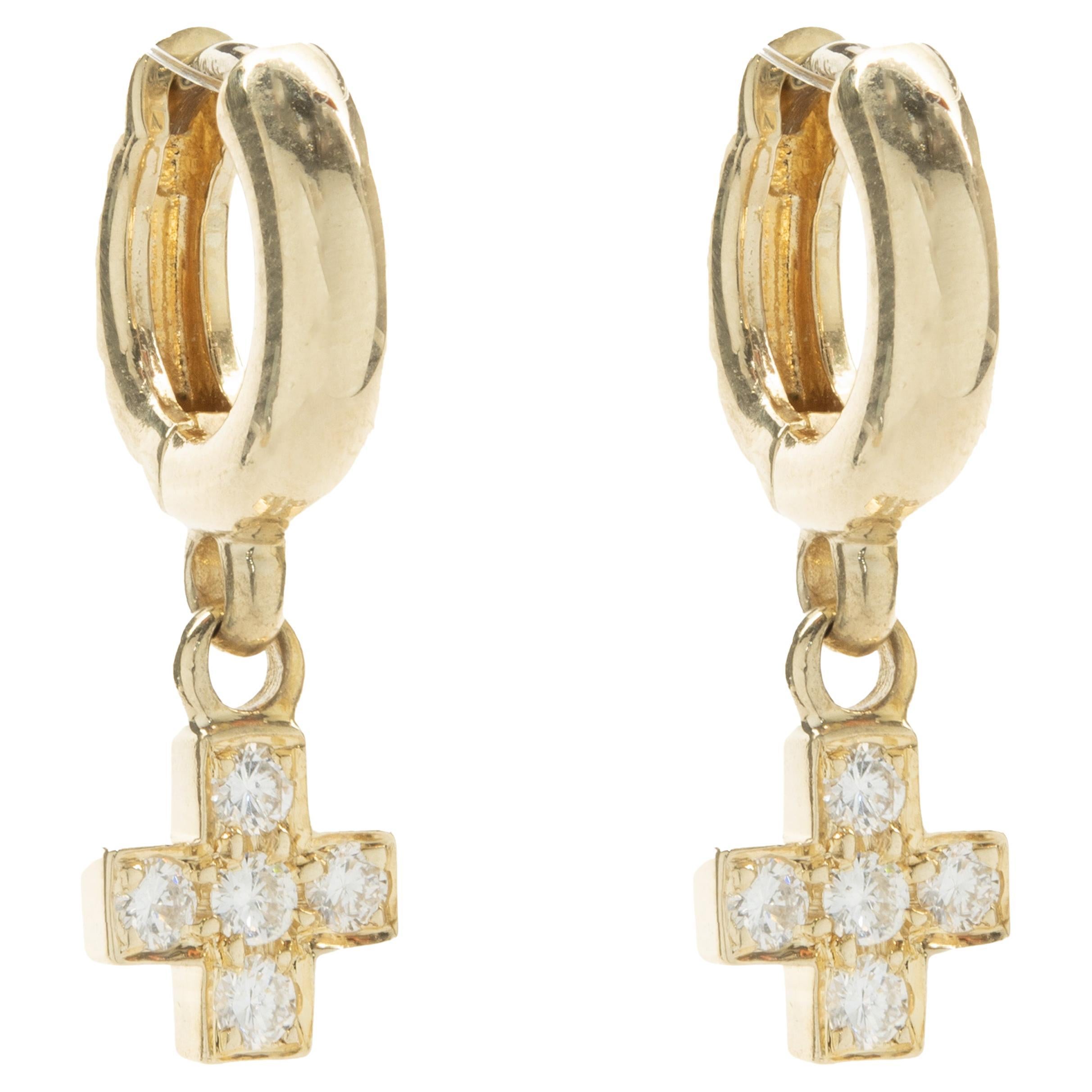 14 Karat Yellow Gold Wide Pave Diamond Huggie Hoop Earrings at 1stDibs