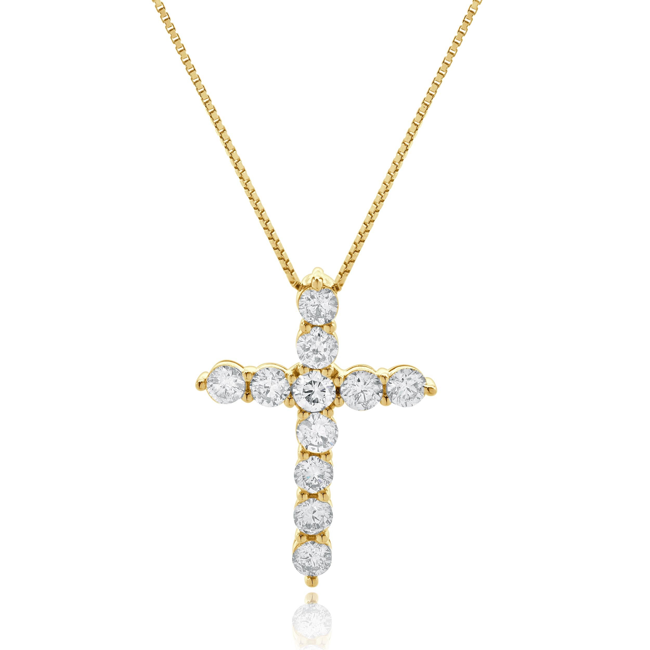 Concepteur : personnalisé
Matière : 14 or jaune
Diamants : 11 diamants ronds de taille brillant = 1,60cttw
Poids : 5.51 grammes
Longueur : le collier mesure 16 pouces de long.
