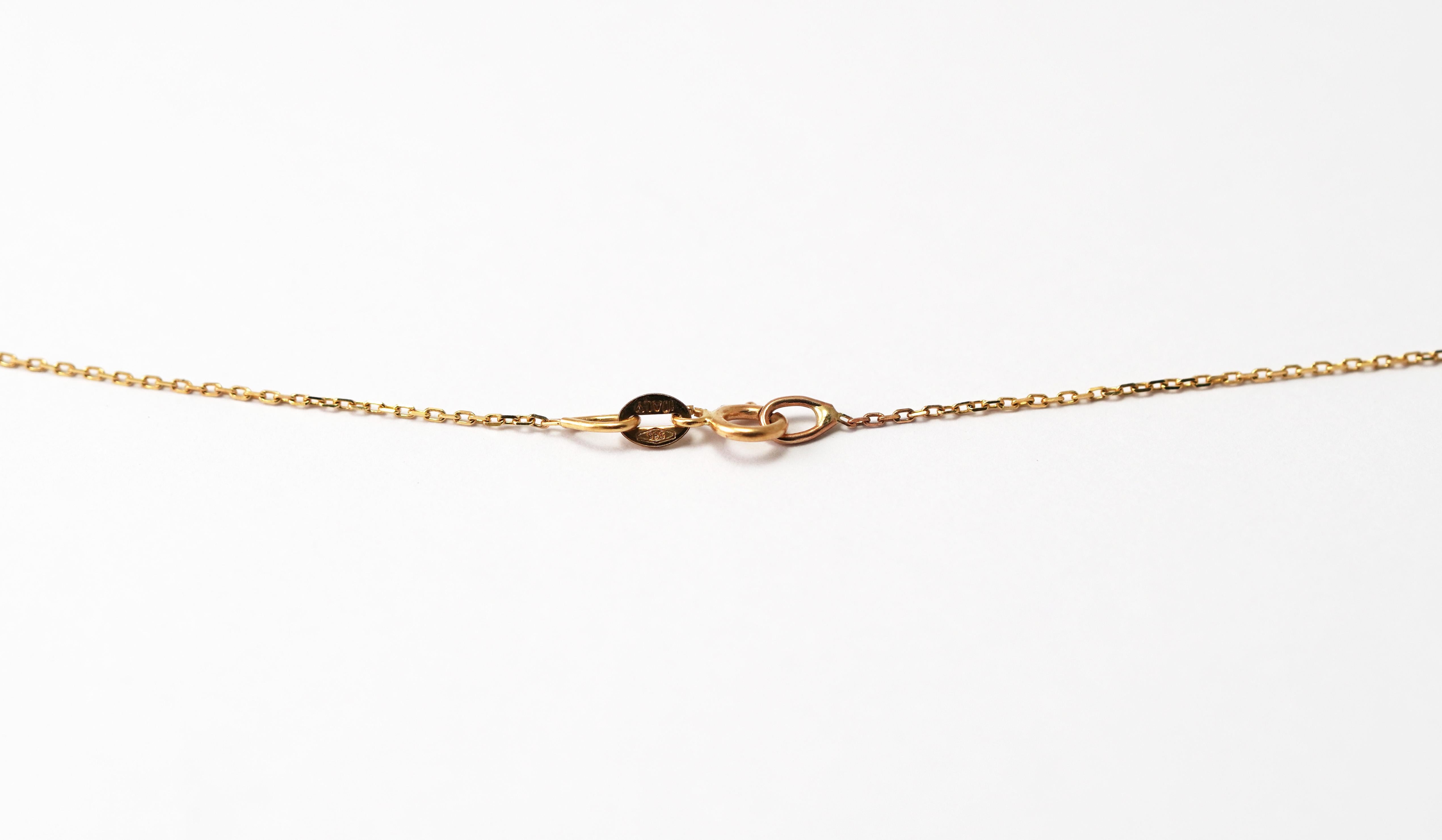 Collier croix en or jaune 14 carats et diamants en vente 1