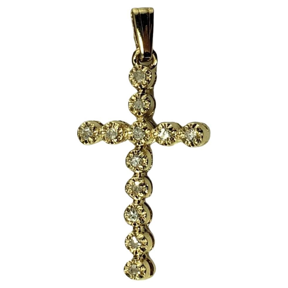 14 Karat Yellow Gold Diamond Cross Pendant #16113 For Sale