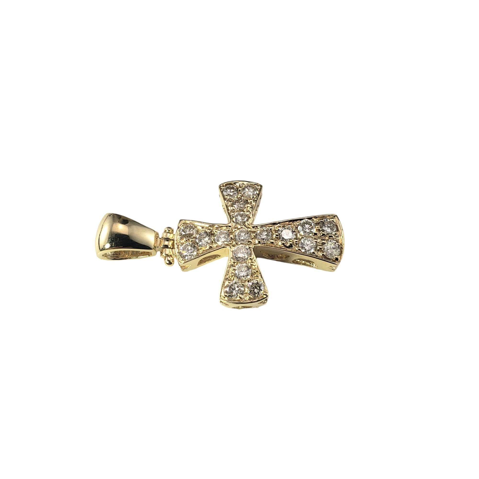 Brilliant Cut 14 Karat Yellow Gold Diamond Cross Pendant #16843 For Sale