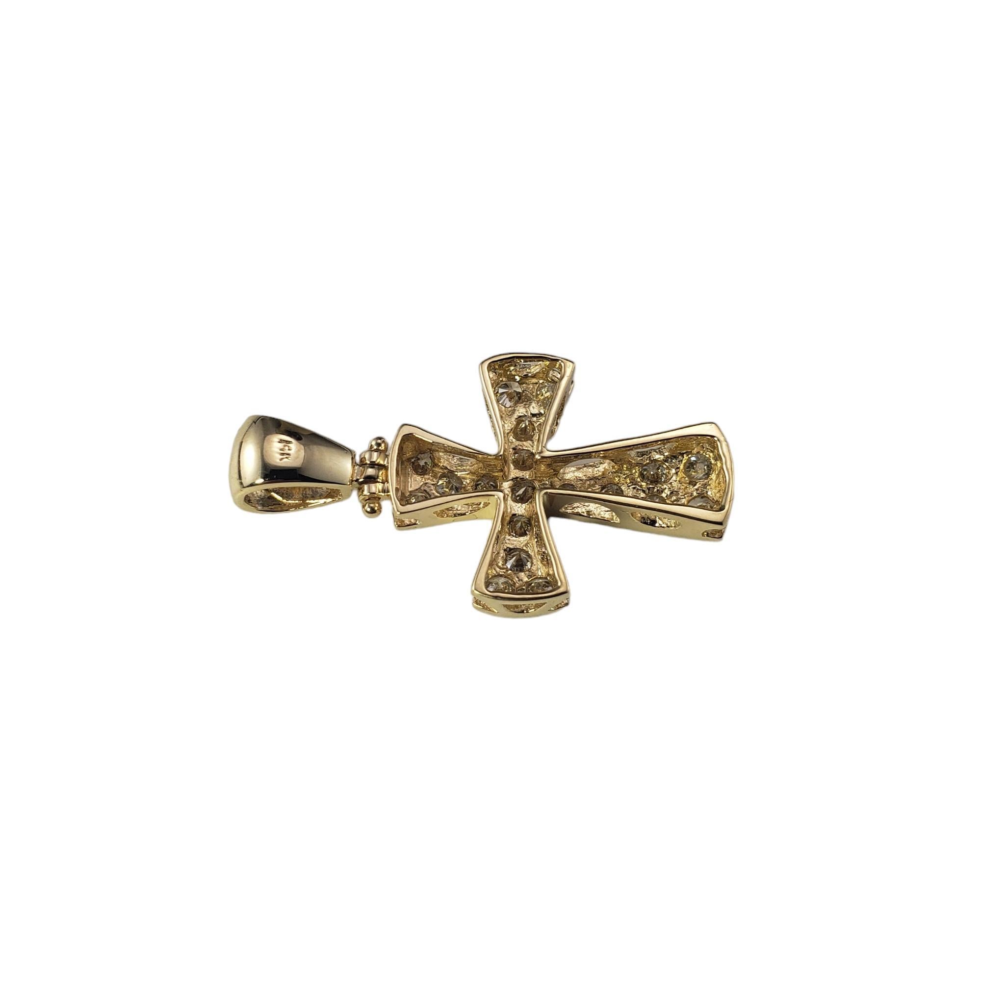 14 Karat Yellow Gold Diamond Cross Pendant #16843 In Good Condition For Sale In Washington Depot, CT