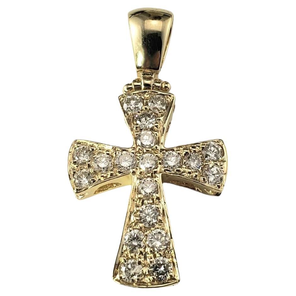 14 Karat Yellow Gold Diamond Cross Pendant #16843 For Sale