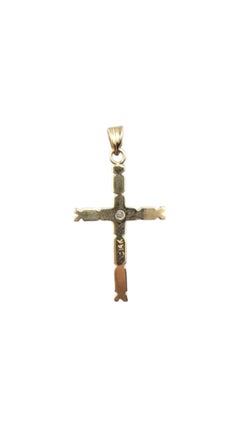 14 Karat Yellow Gold Diamond Cross Pendant #21316