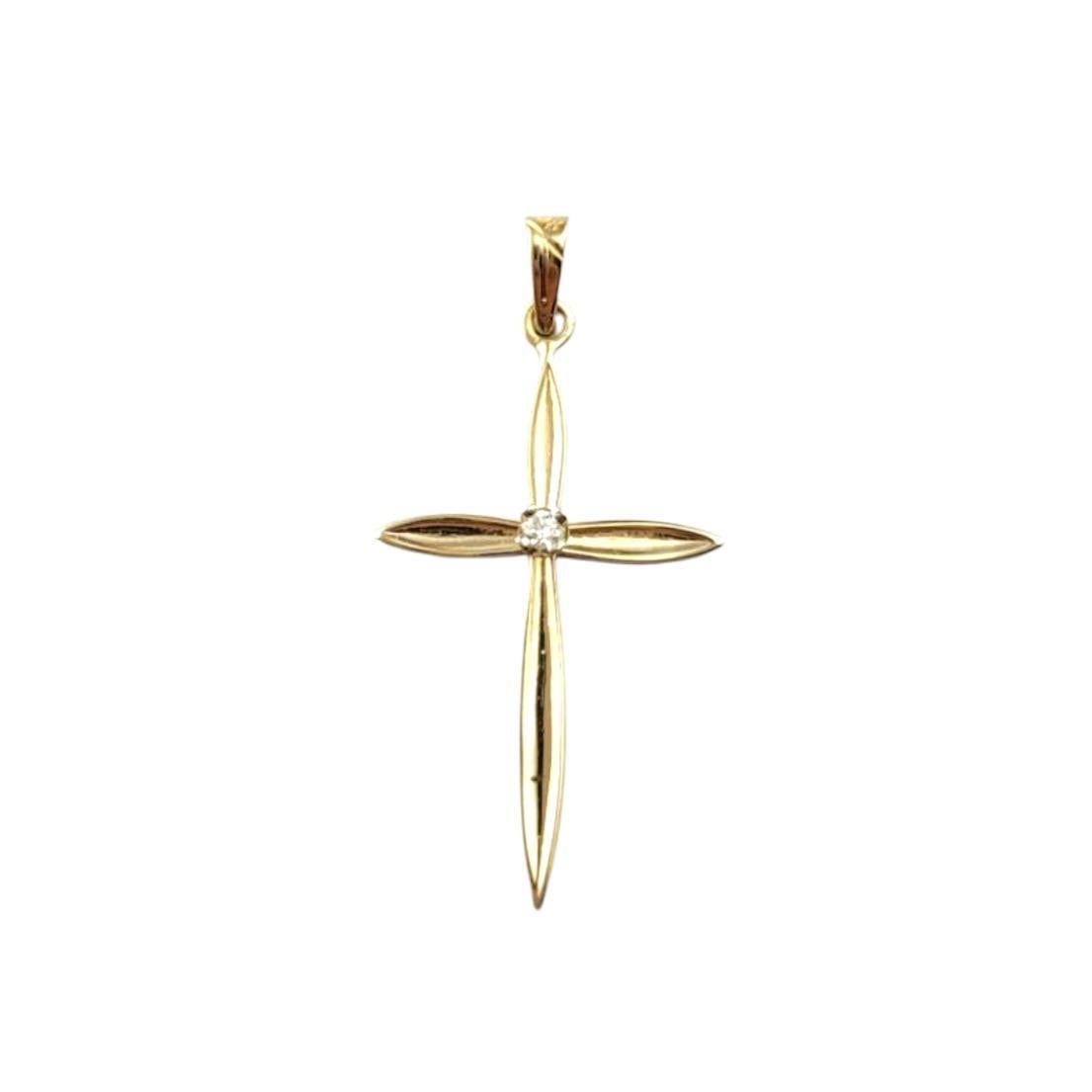 14 Karat Yellow Gold Diamond Cross Pendant #21499