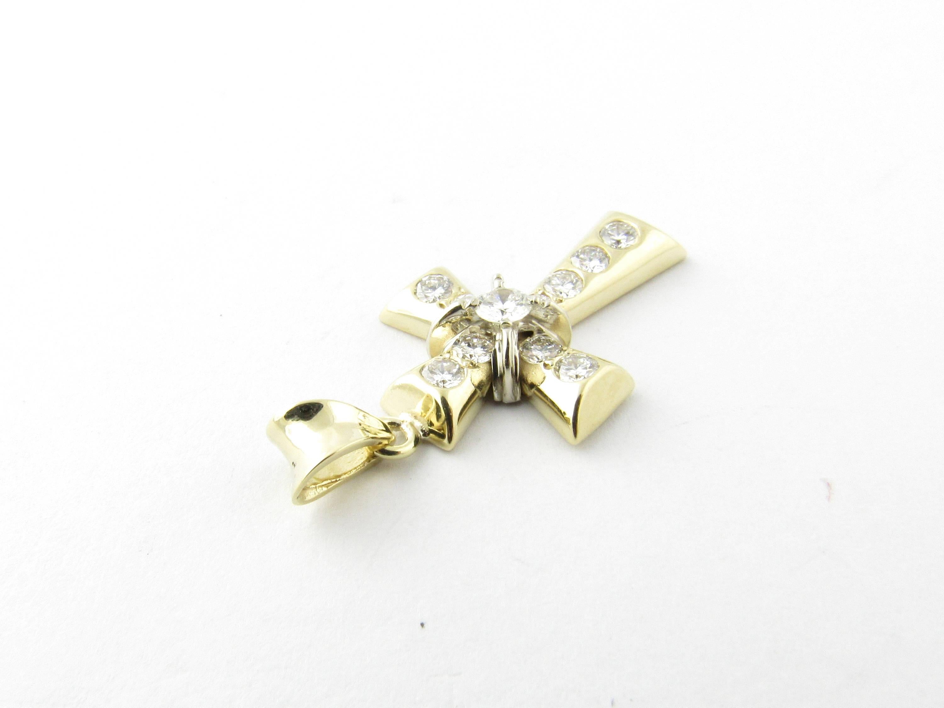 Women's 14 Karat Yellow Gold Diamond Cross Pendant