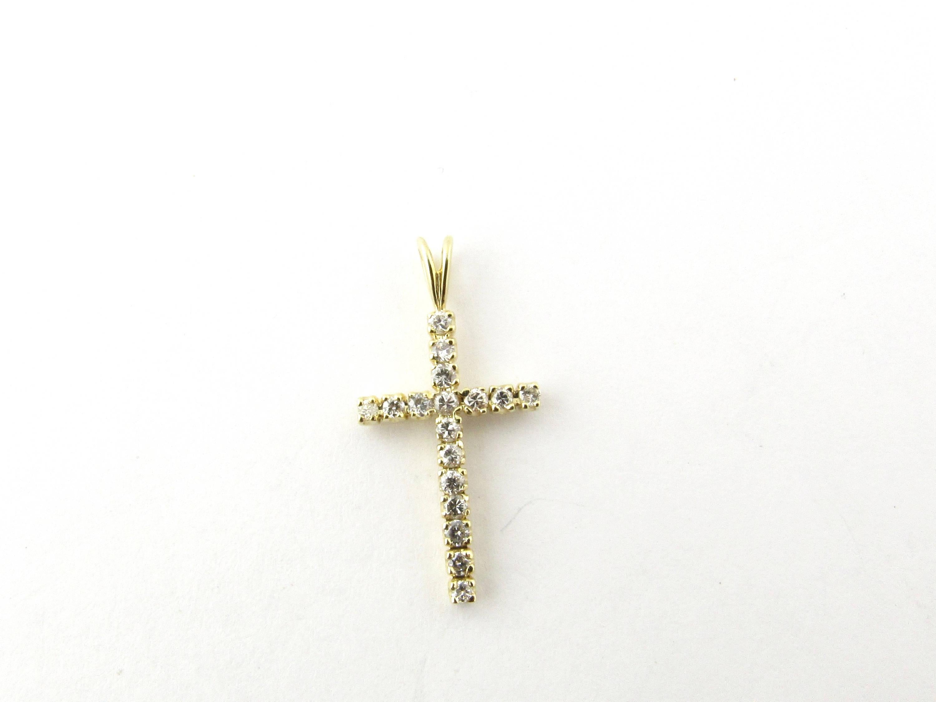 Women's 14 Karat Yellow Gold Diamond Cross Pendant