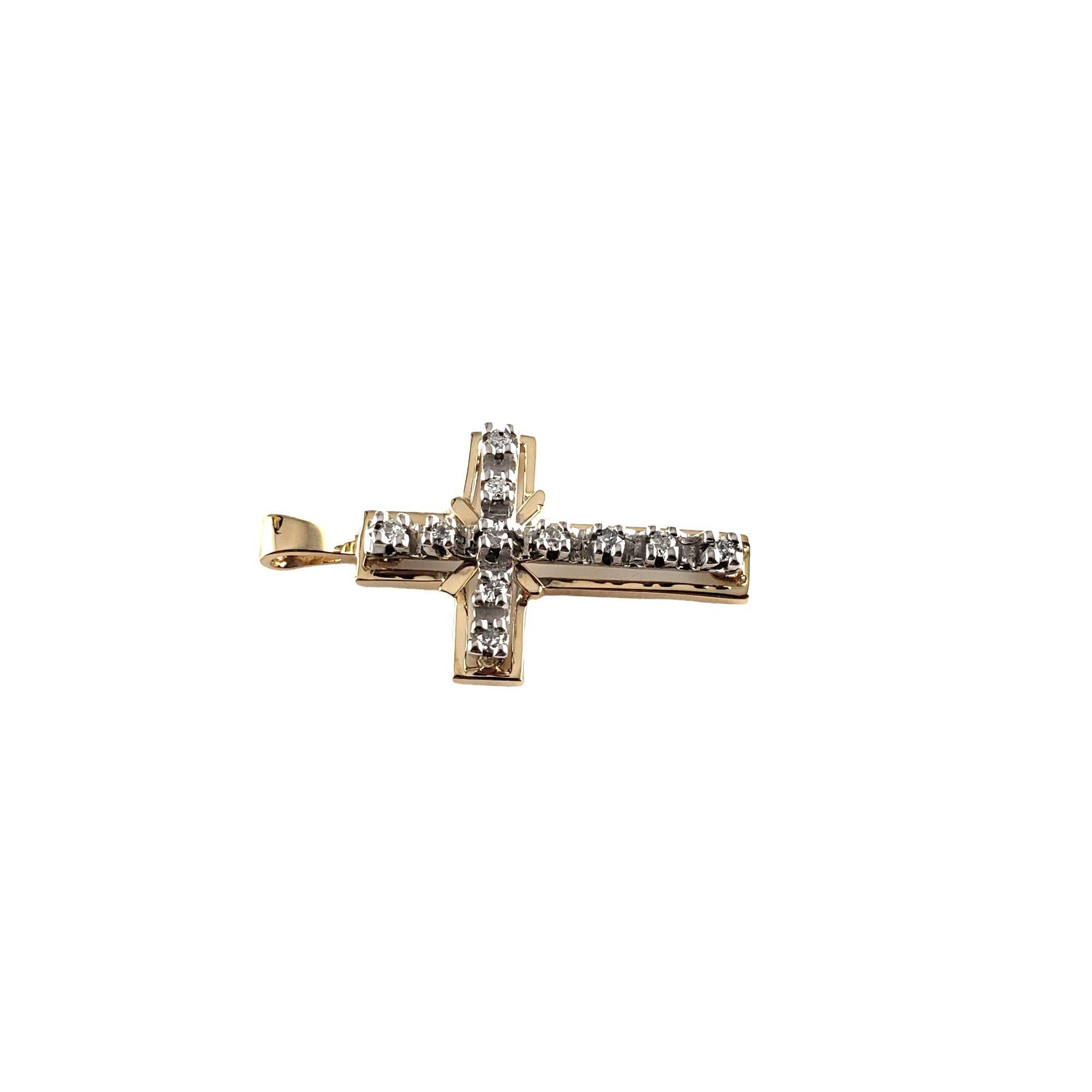 Round Cut 14 Karat Yellow Gold Diamond Cross Pendant For Sale