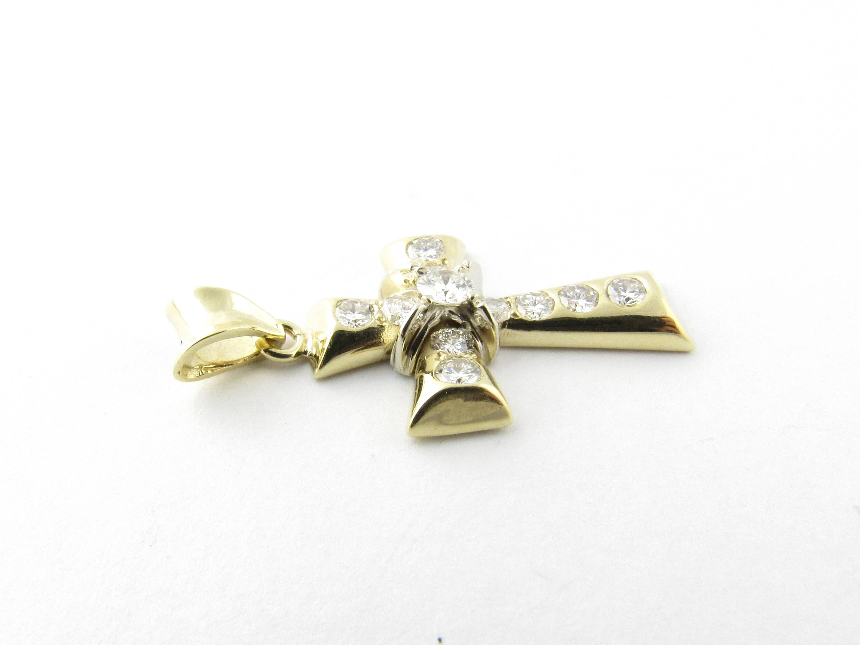 14 Karat Yellow Gold Diamond Cross Pendant 1
