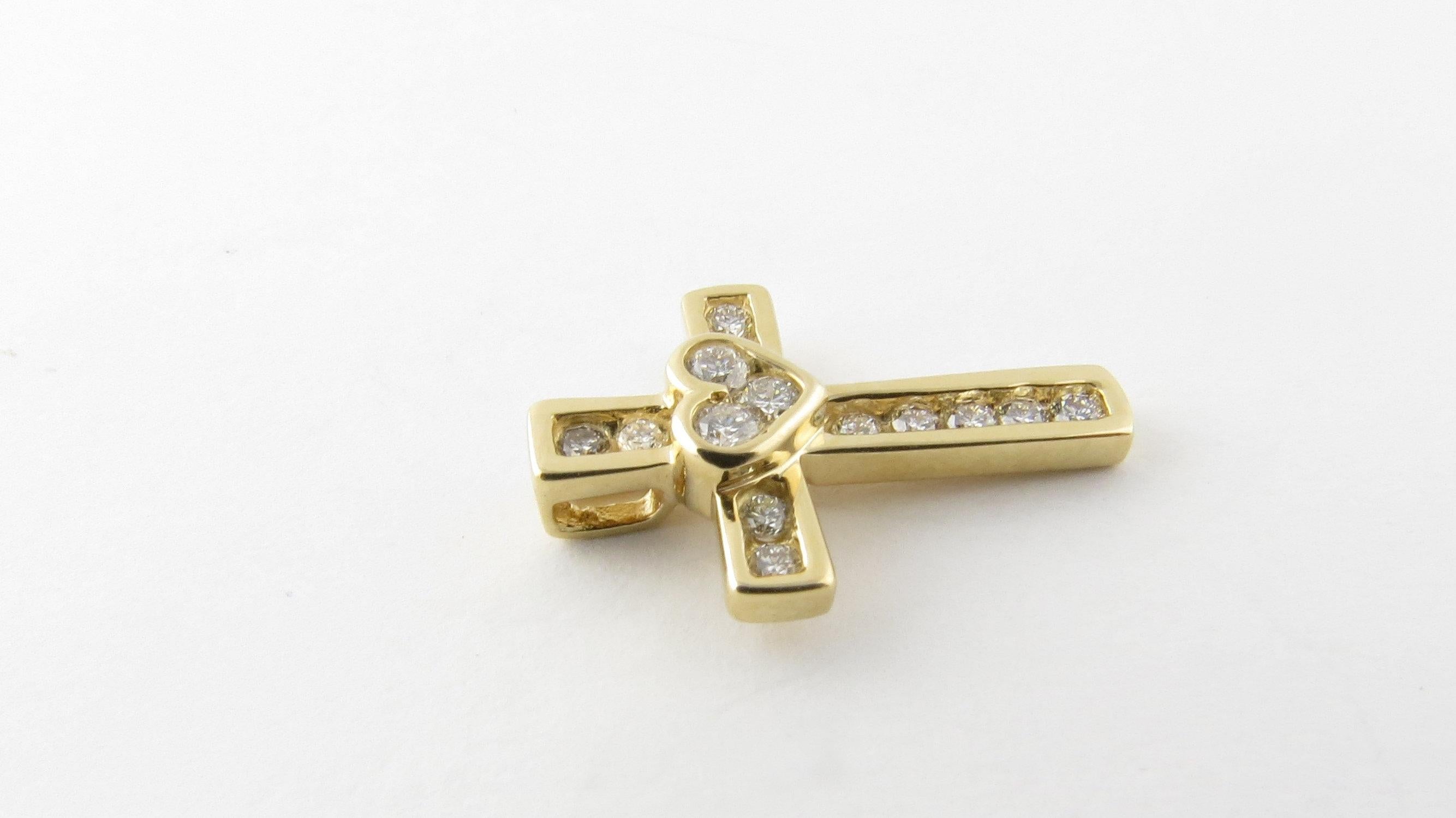 14 Karat Yellow Gold Diamond Cross Pendant 1