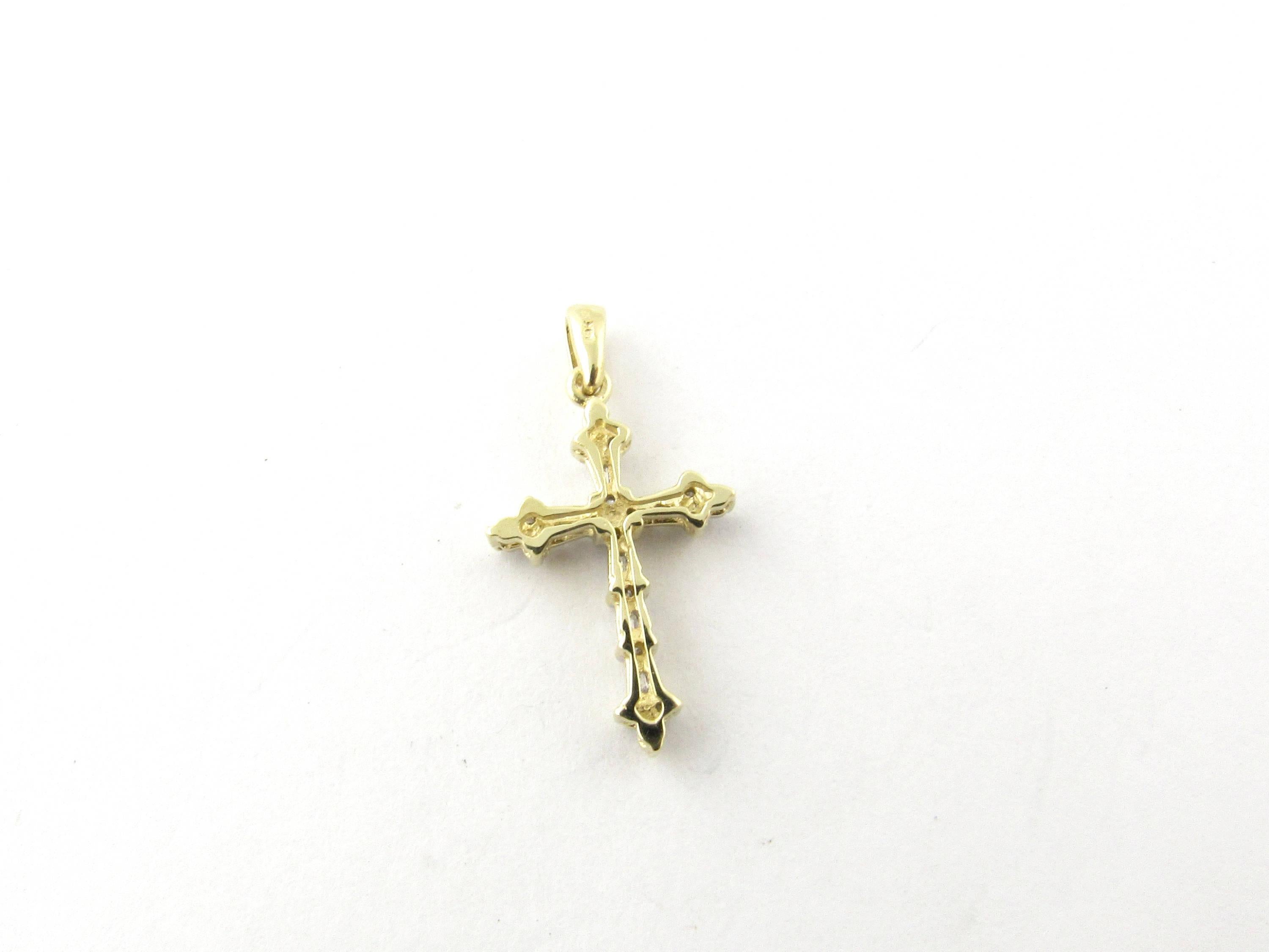 14 Karat Yellow Gold Diamond Cross Pendant 1
