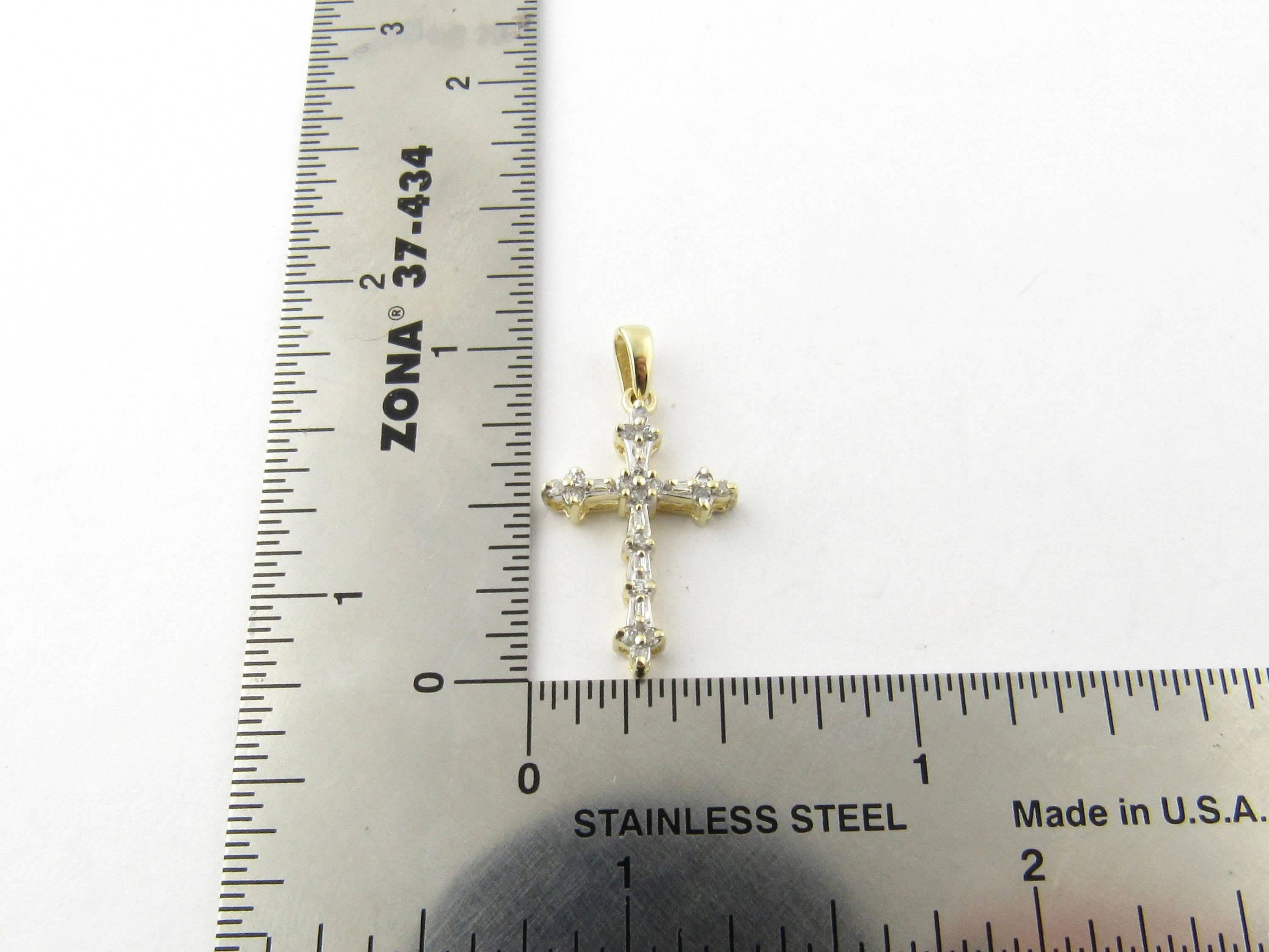 14 Karat Yellow Gold Diamond Cross Pendant 2