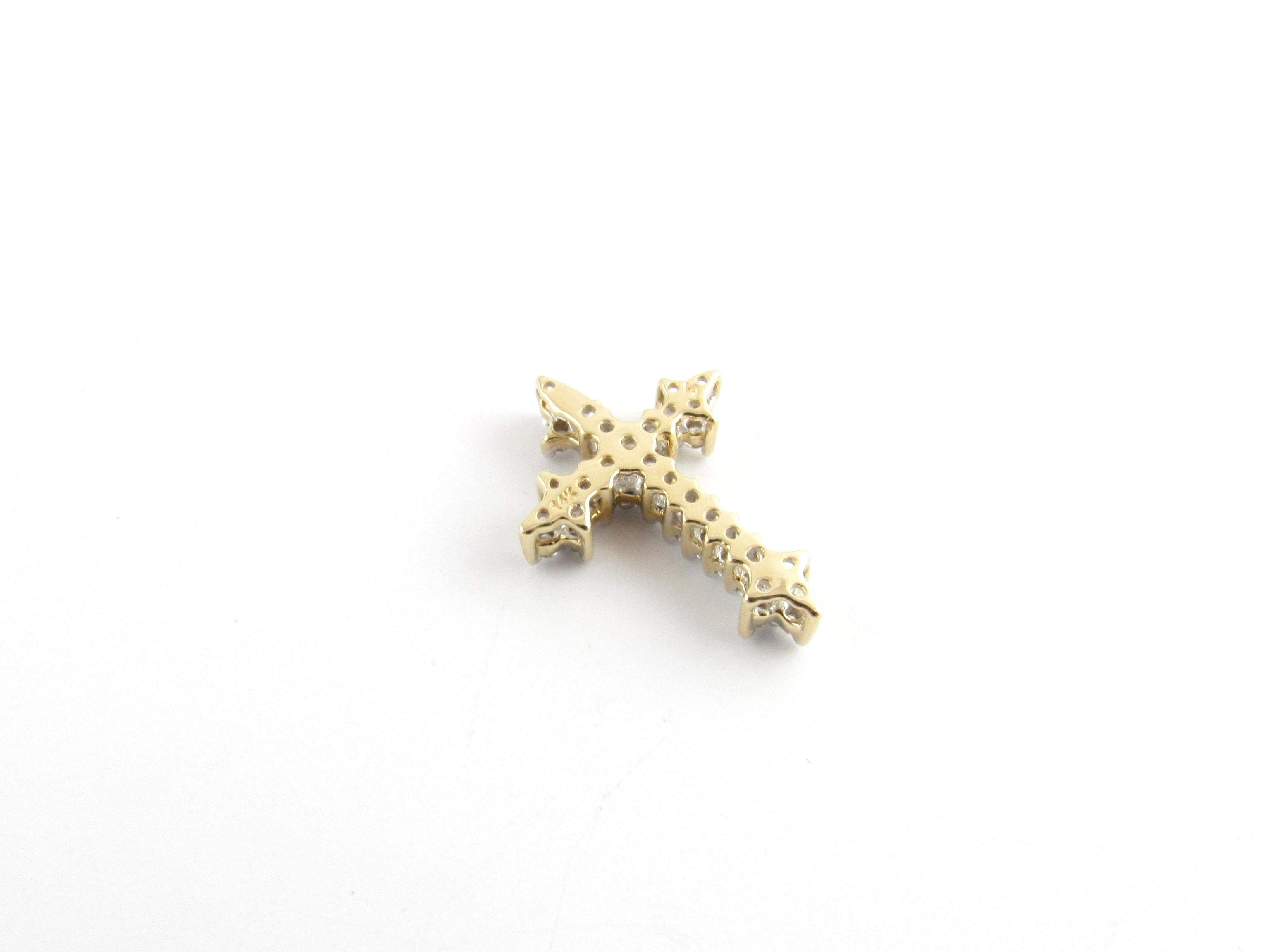 14 Karat Yellow Gold Diamond Cross Pendant 3