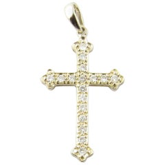 14 Karat Yellow Gold Diamond Cross Pendant