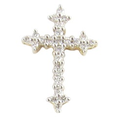 14 Karat Yellow Gold Diamond Cross Pendant