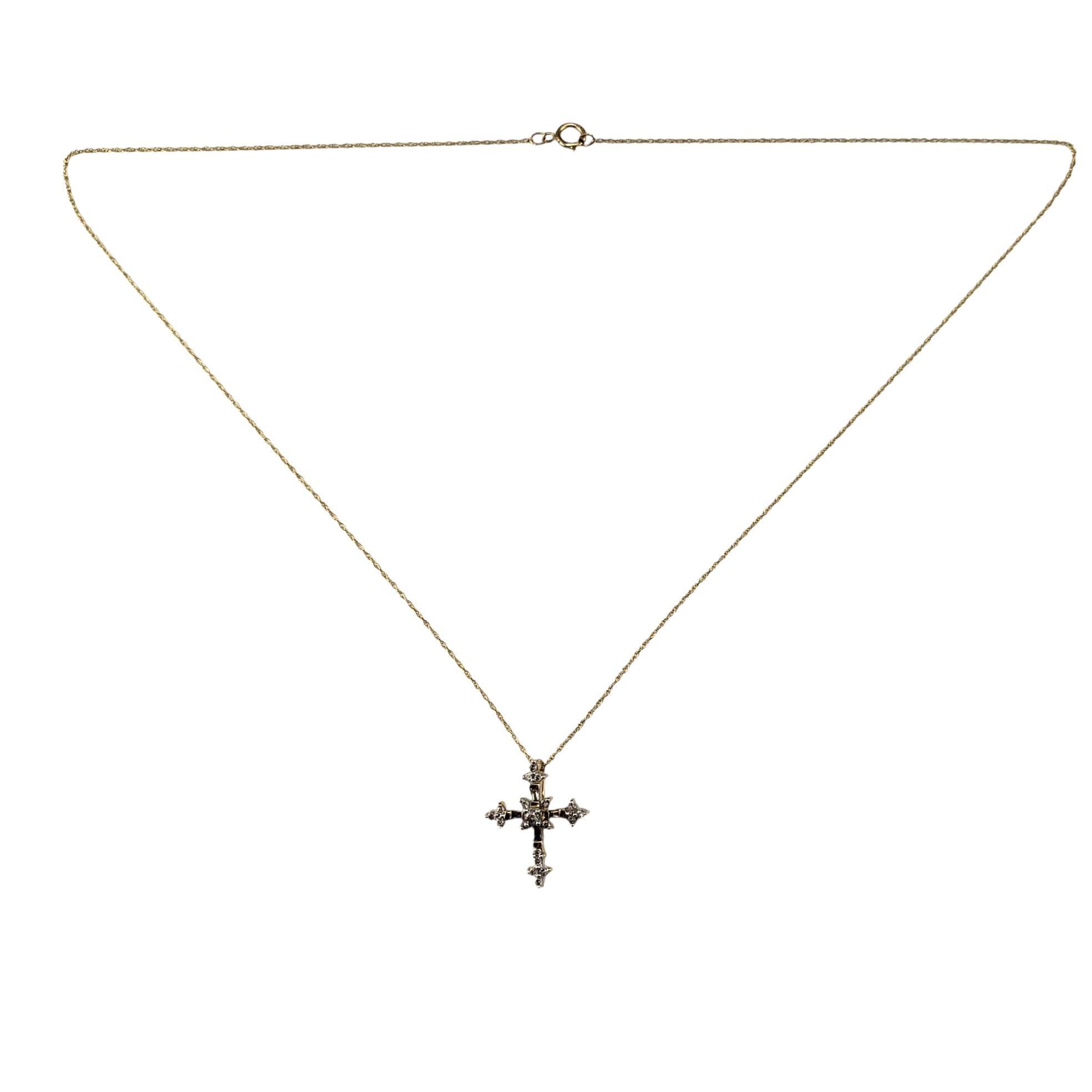 14 Karat Yellow Gold Diamond Cross Pendant Necklace #21353 In Good Condition For Sale In Washington Depot, CT