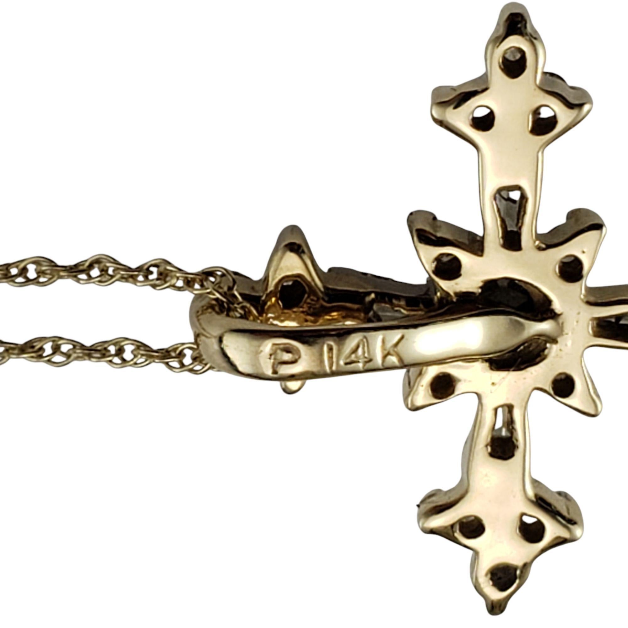 Women's 14 Karat Yellow Gold Diamond Cross Pendant Necklace #21353 For Sale