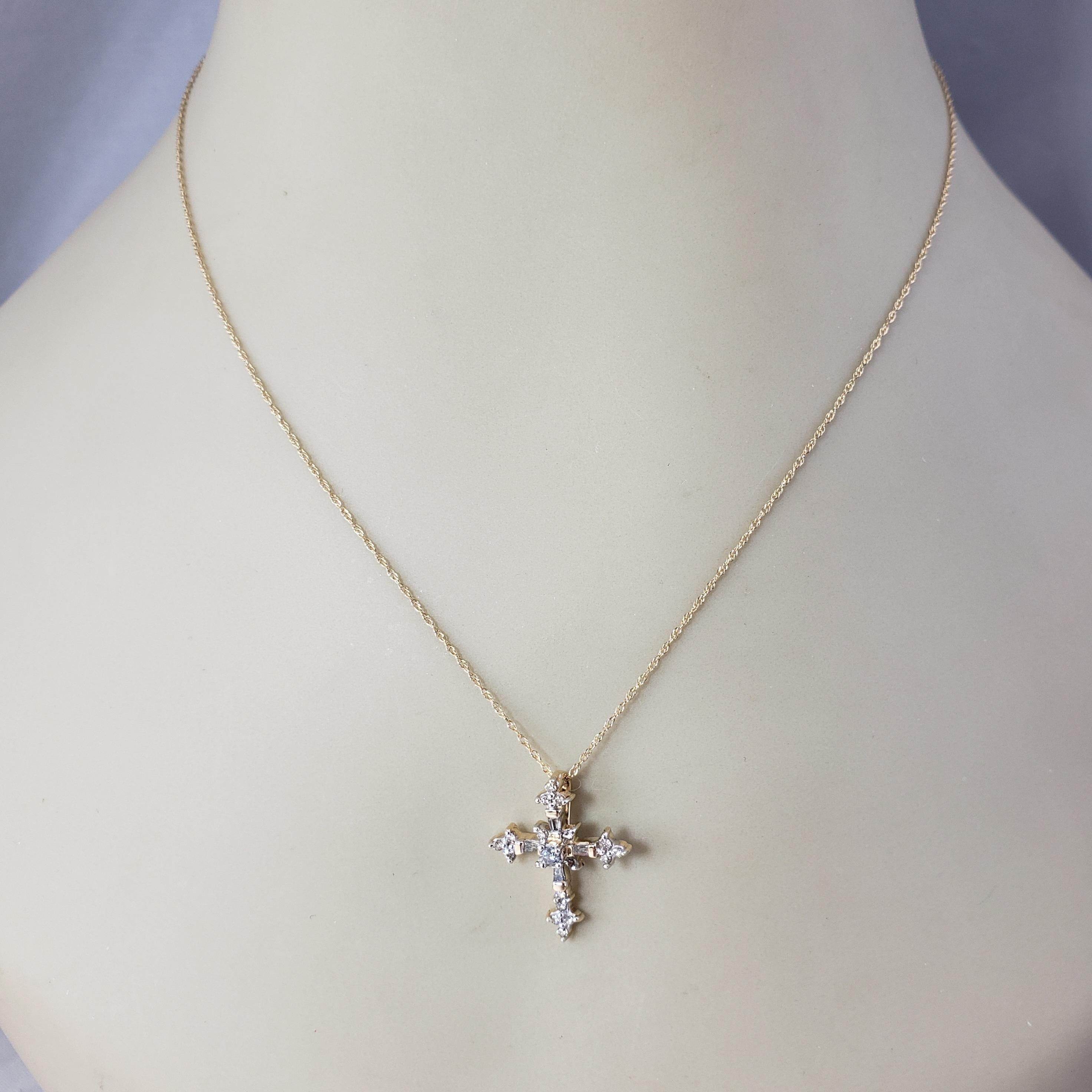 14 Karat Yellow Gold Diamond Cross Pendant Necklace #21353 For Sale 1