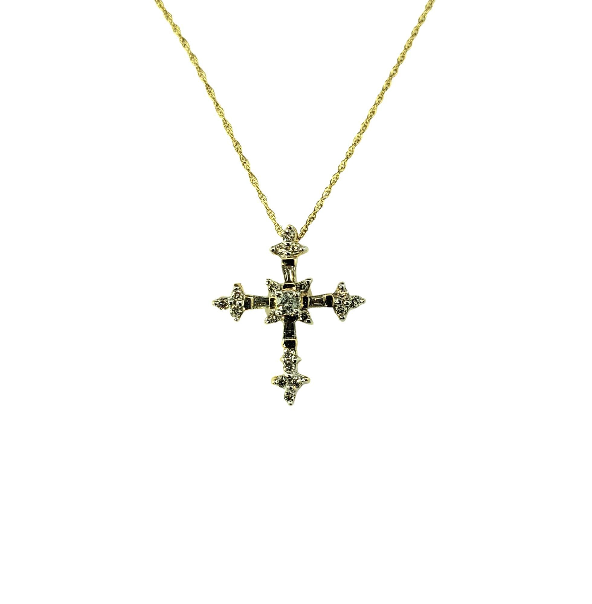 Collar Colgante Cruz Diamante Oro Amarillo 14 Kilates #21353