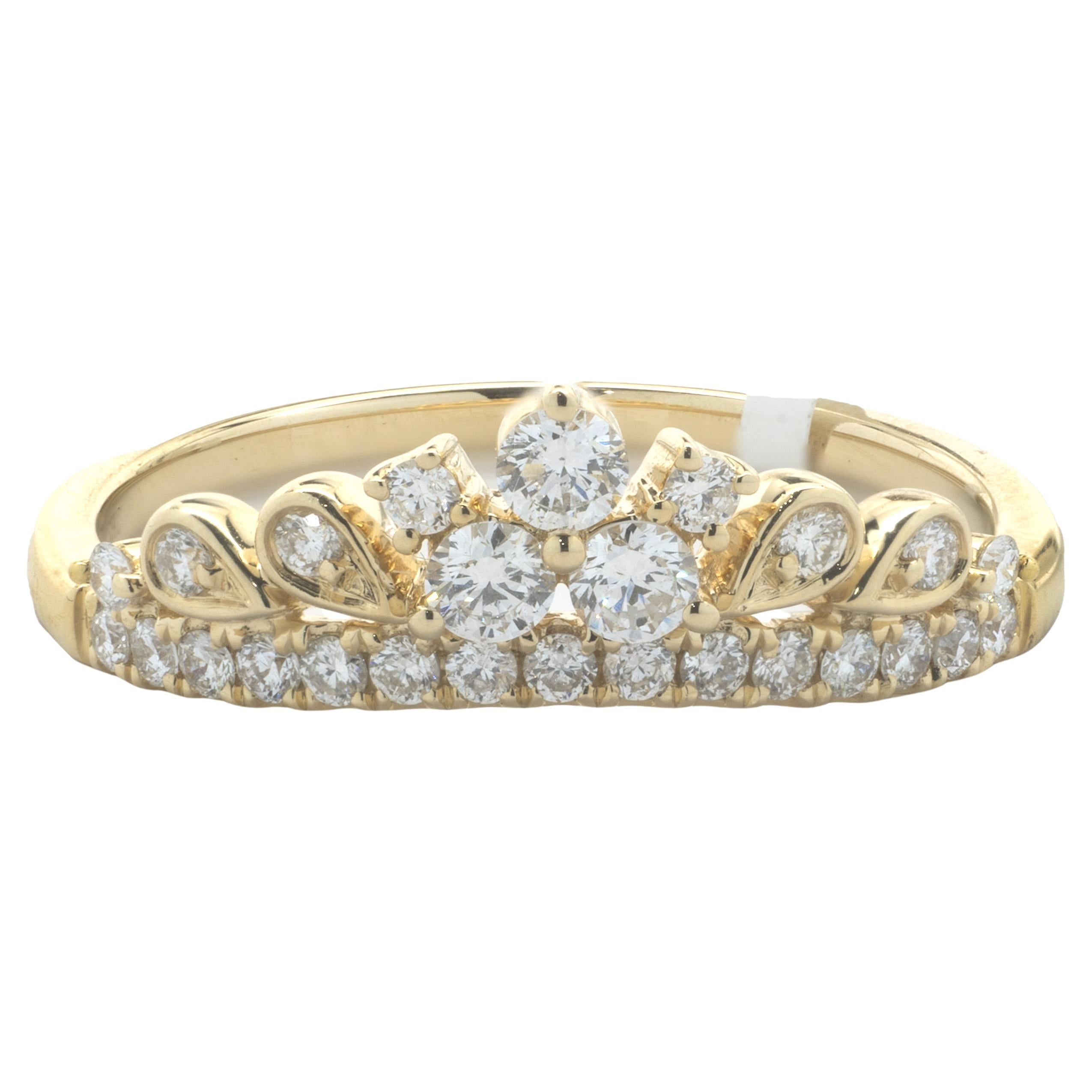 Bracelet couronne en or jaune 14 carats et diamants