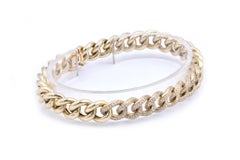 14 Karat Yellow Gold Diamond Cuban Link Bracelet