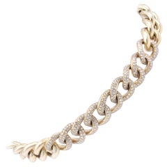 14 Karat Yellow Gold Diamond Cuban Link Bracelet