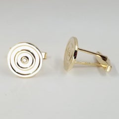 14 Karat Yellow Gold Diamond Cufflinks