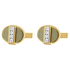 14 Karat Yellow Gold Diamond Cufflinks