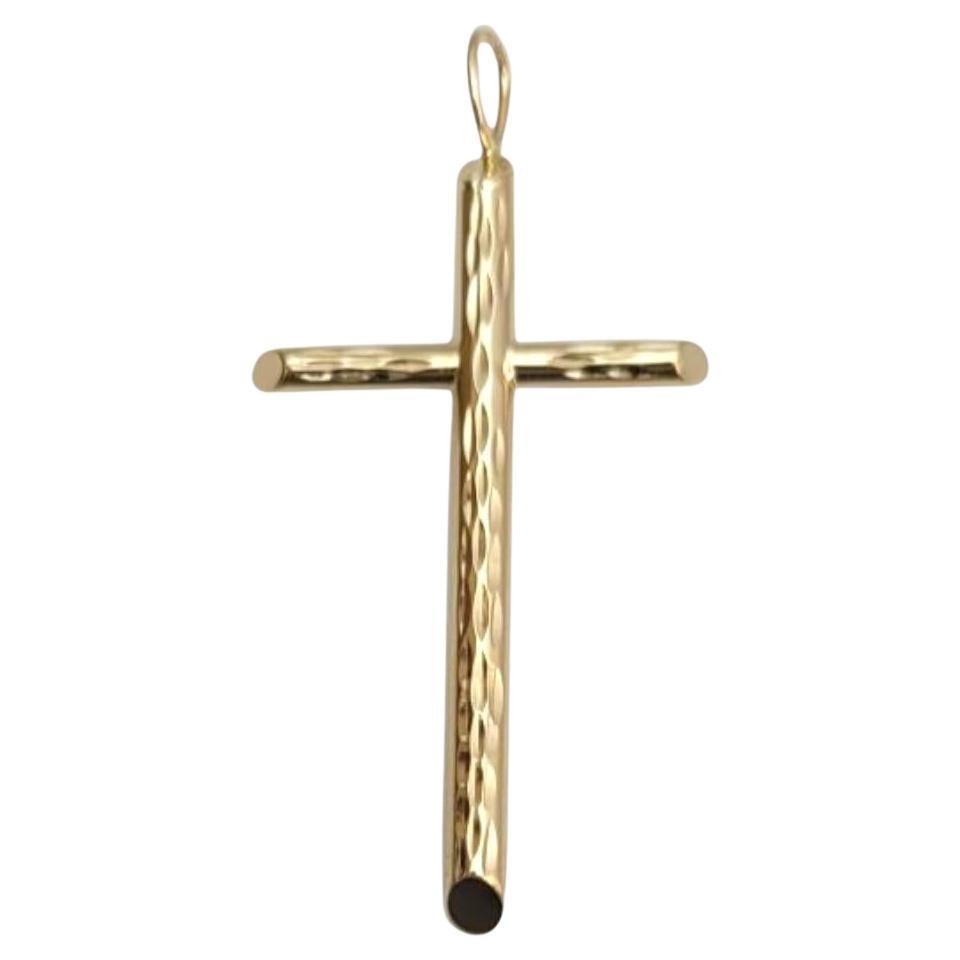 14 Karat Yellow Gold Diamond Cut Cross Pendant #21651