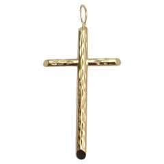 14 Karat Yellow Gold Diamond Cut Cross Pendant #21651