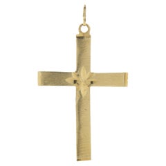 14 Karat Yellow Gold Diamond Cut Cross Pendant