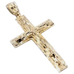 14 Karat Yellow Gold Diamond Cut Cross Pendant