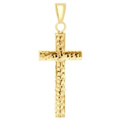 14 Karat Yellow Gold Diamond Cut Cross Pendant
