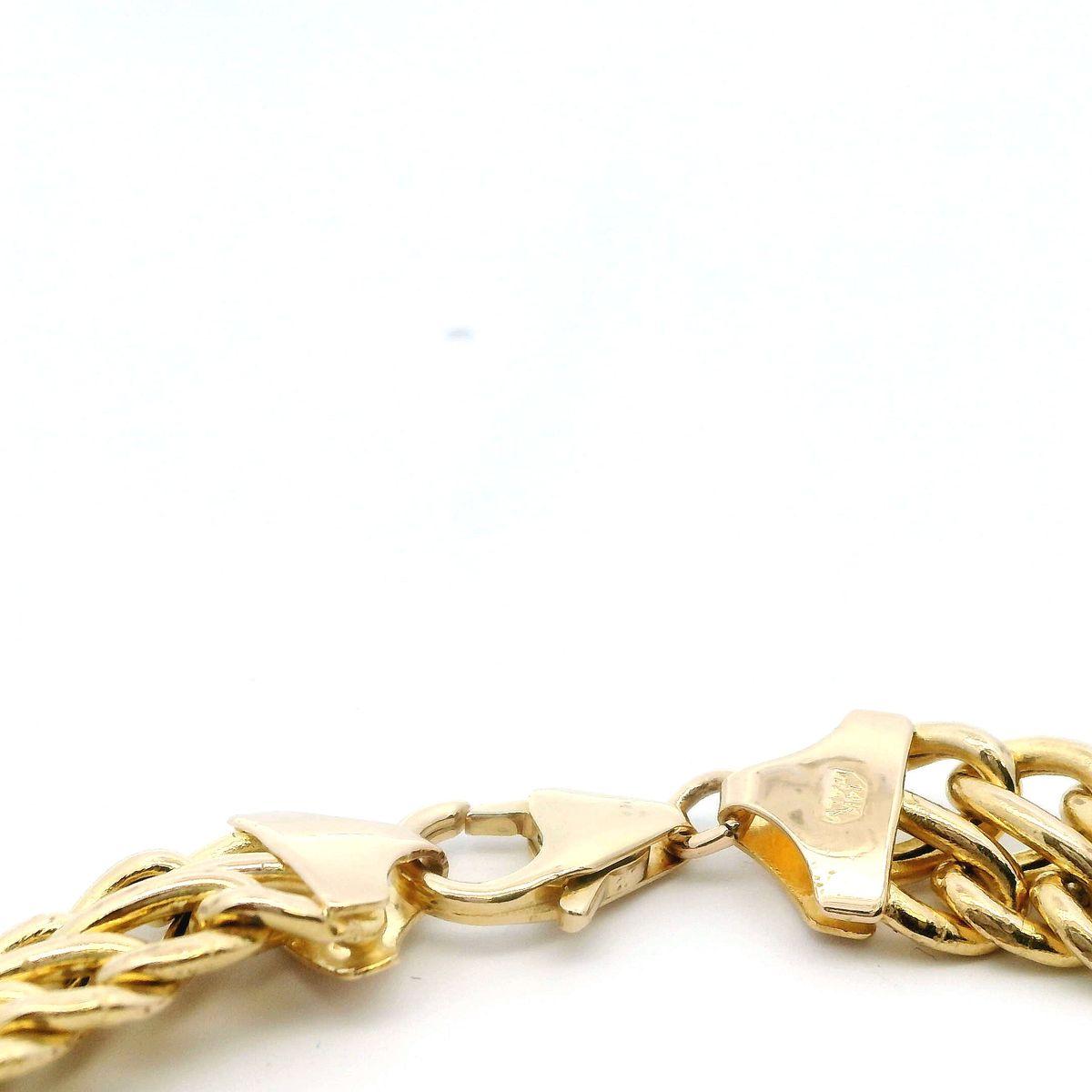 14 Karat Yellow Gold Diamond Cut Curb Link 3 Row Bracelet  In Excellent Condition For Sale In Newton, MA