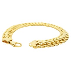 Used 14 Karat Yellow Gold Diamond Cut Curb Link 3 Row Bracelet 