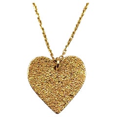 14 Karat Yellow Gold Diamond Cut Heart Pendant Necklace #19981