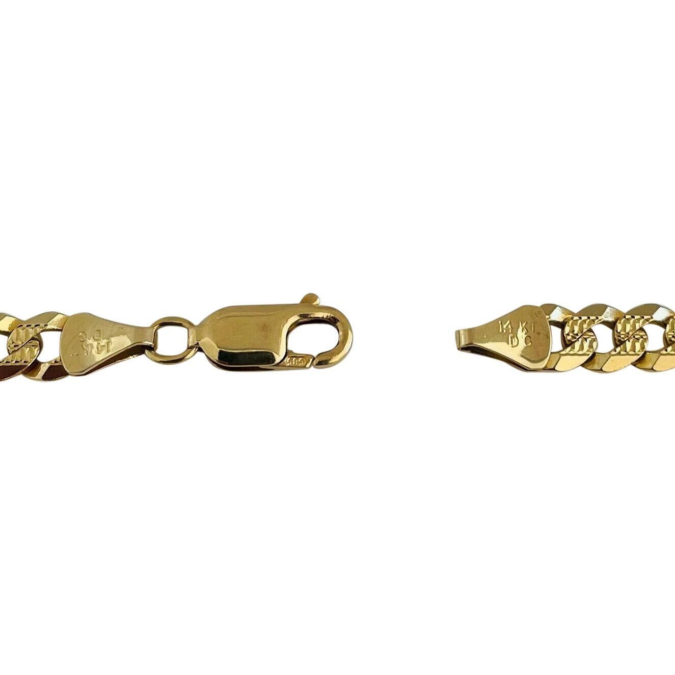14 Karat Gelbgold Diamantschliff Damen Curb Link Kette Halskette Italien 2