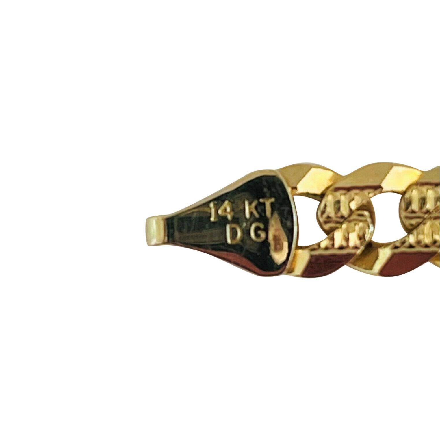 14 Karat Gelbgold Diamantschliff Damen Curb Link Kette Halskette Italien 3