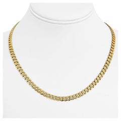 14 Karat Gelbgold Diamantschliff Damen Curb Link Kette Halskette Italien