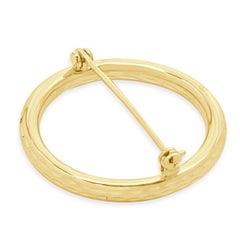 14 Karat Yellow Gold Diamond Cut Open Circle Pin