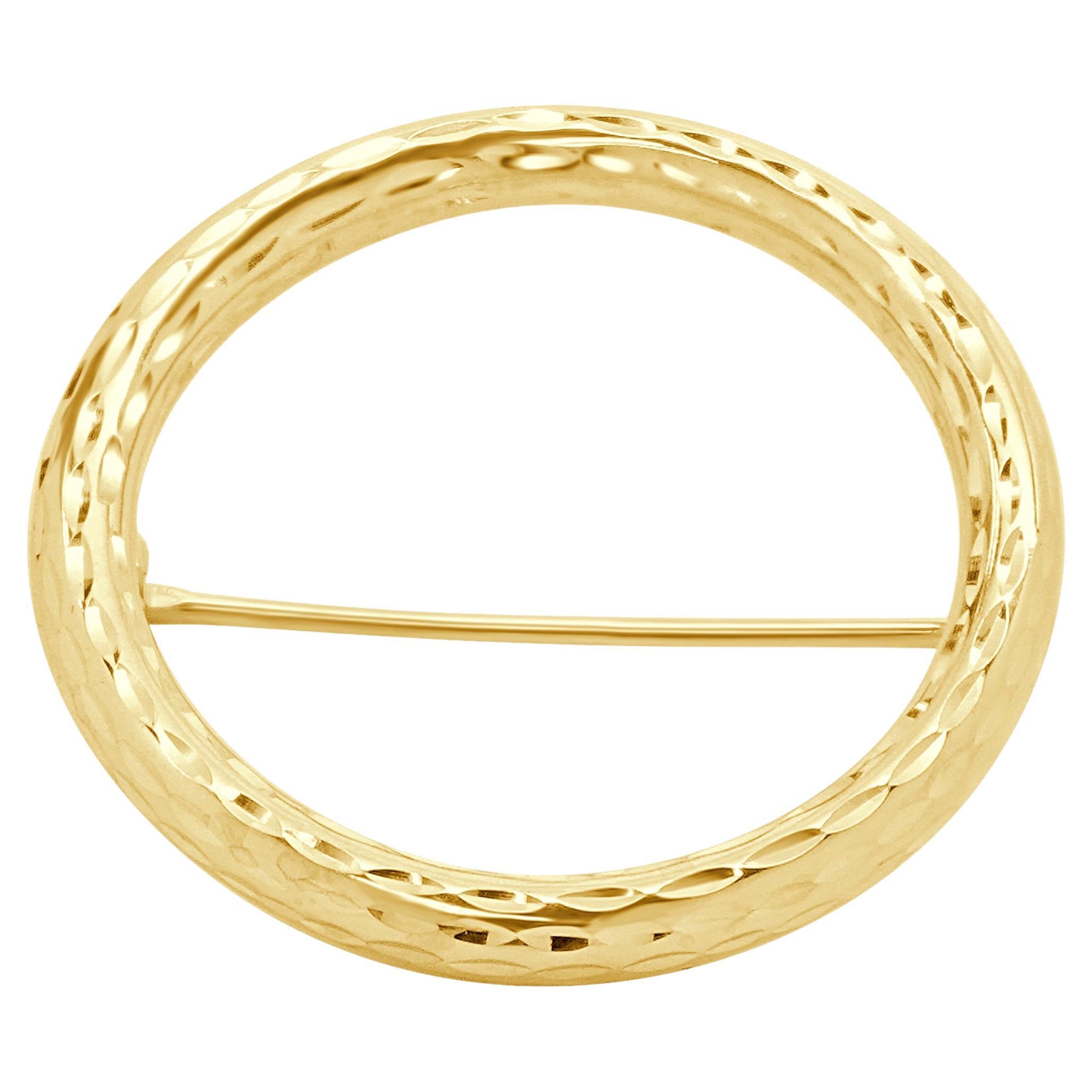Alfiler Círculo Abierto Oro Amarillo 14 Kilates Corte Diamante