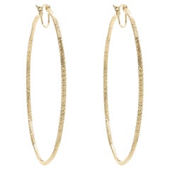 14 Karat Yellow Gold Diamond Cut Oversized Hoop Earrings