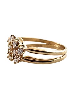 14 Karat Yellow Gold Diamond Double Band Ring Size 6.5 #18562