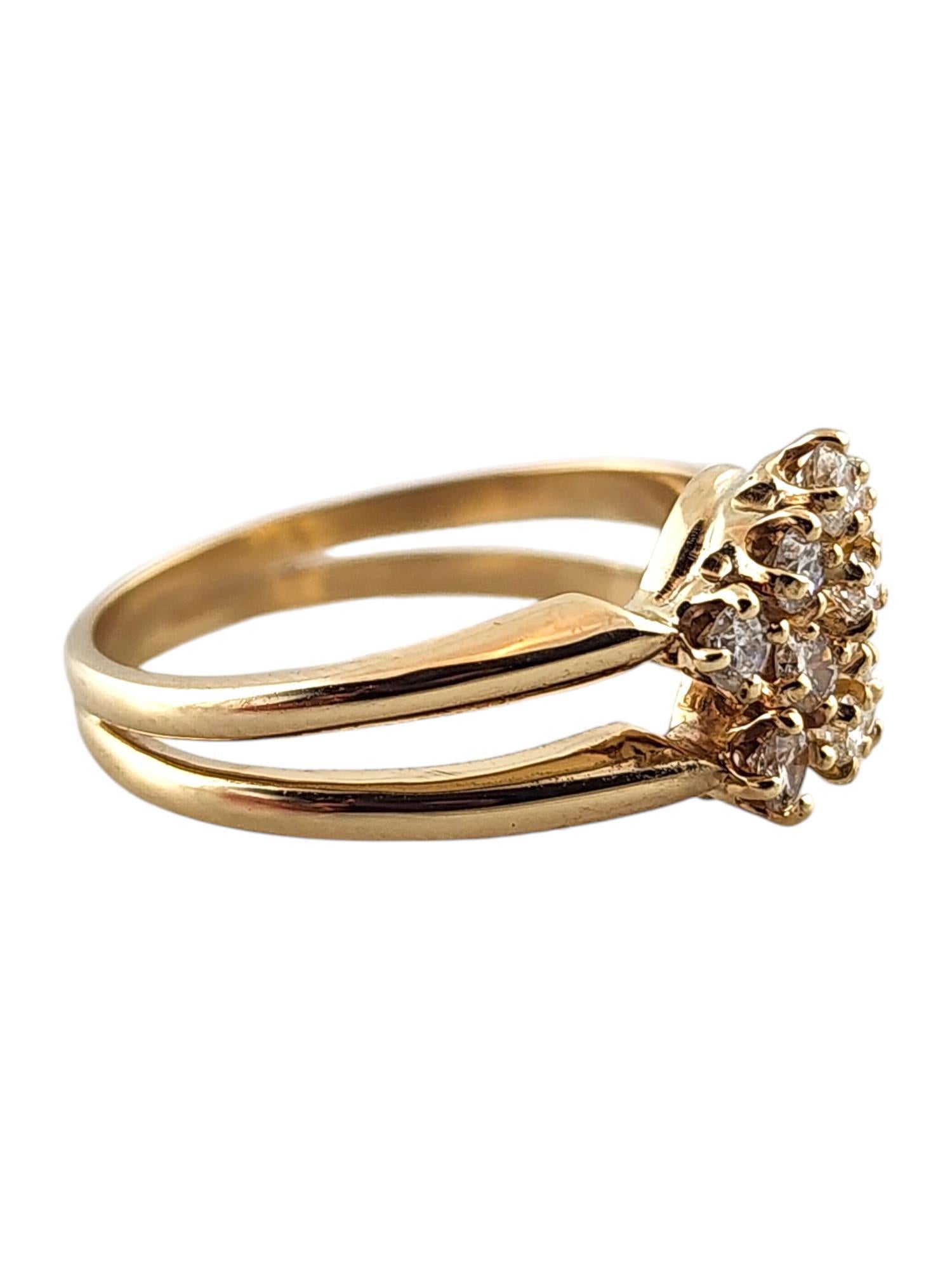 Brilliant Cut 14 Karat Yellow Gold Diamond Double Band Ring Size 6.5 #18562 For Sale