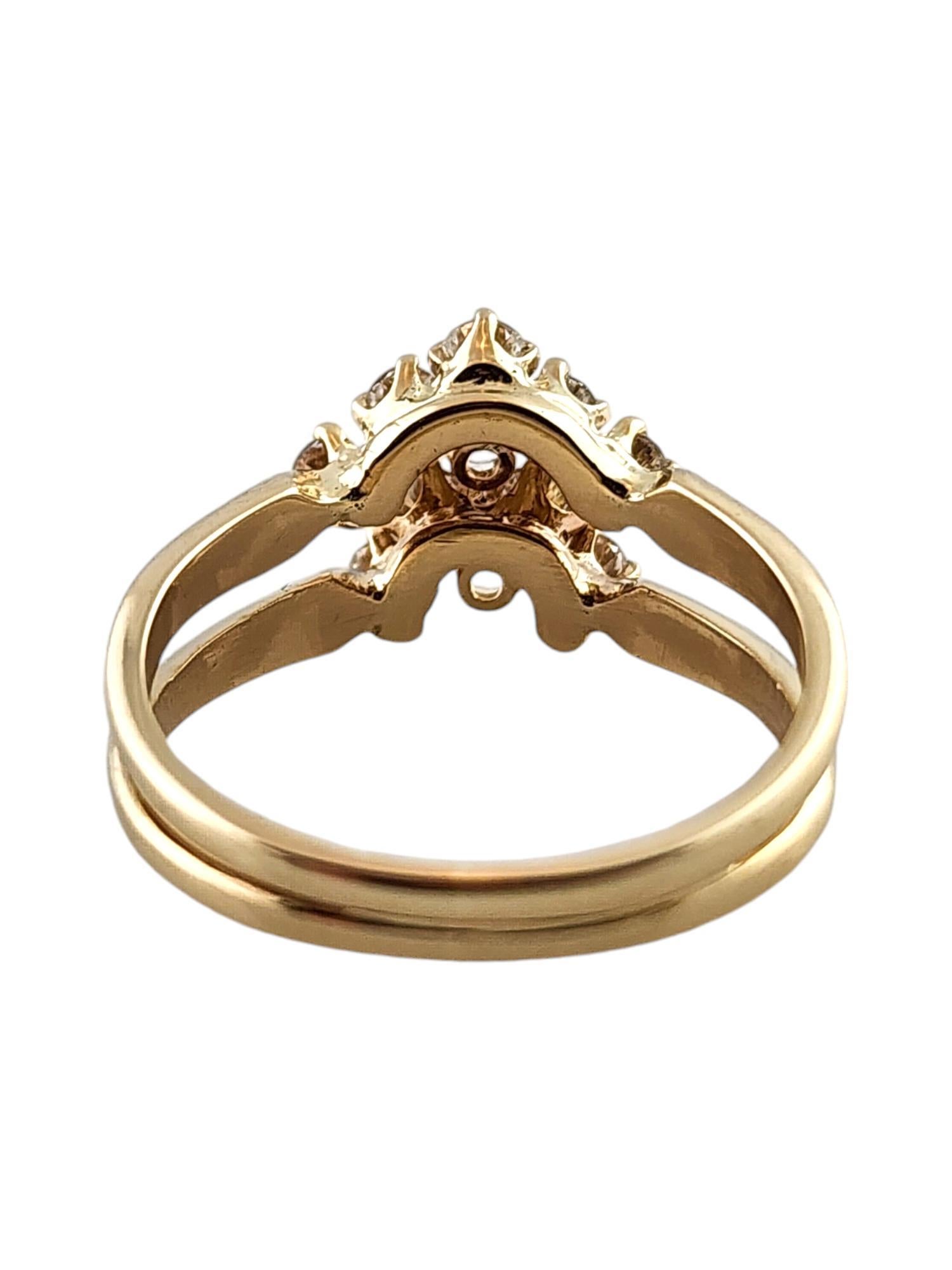 14 Karat Yellow Gold Diamond Double Band Ring Size 6.5 #18562 In Good Condition For Sale In Washington Depot, CT