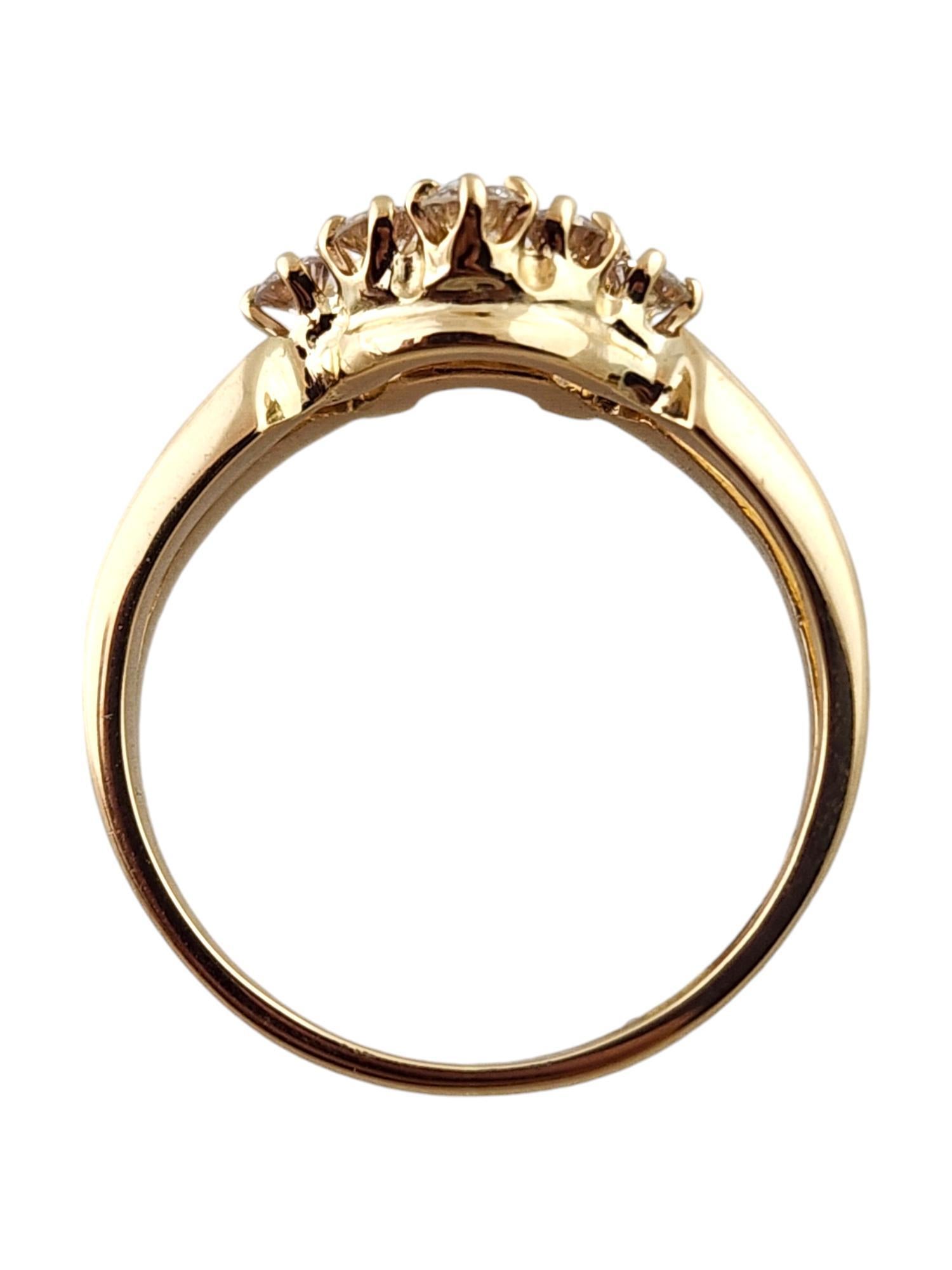 Women's 14 Karat Yellow Gold Diamond Double Band Ring Size 6.5 #18562 For Sale